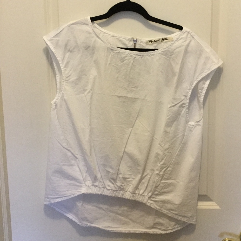 MIchael Stars White Cotton Poplin Top